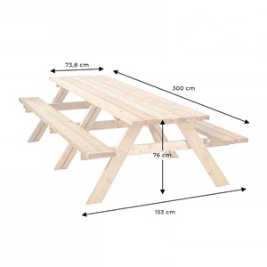 Table de pique-nique en bois 12 perso...