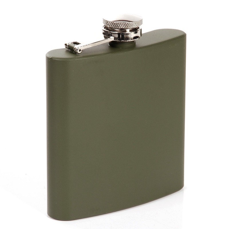 Flasque inox fosco pocket flask olive green 6 oz 170 ml