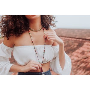 Sautoir bouddha pierres naturelles