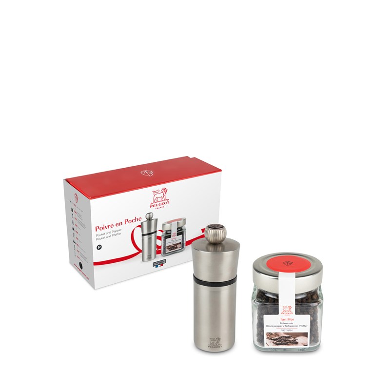 Peugeot - Moulin poivre inox 10 cm + tan hoi 70g