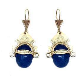 Boucles d'oreille agate bleue