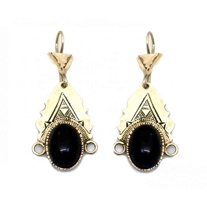 Bijoucolor - Boucles d'oreille déesse touareg noire
