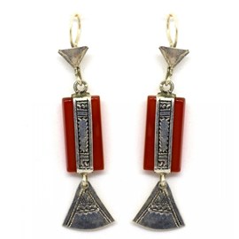 Boucles d'oreille touareg cornaline