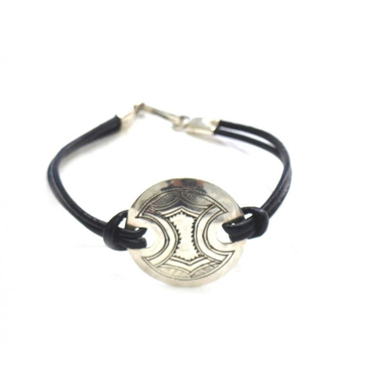 Bracelet cuir et plaque berbères