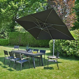 Parasol déporté noir 4x3 m mercuria