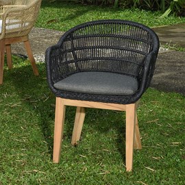 Fauteuil résine tressée noire lounge