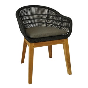 Fauteuil résine tressée noire lounge