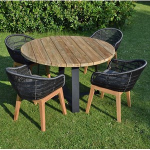 Fauteuil résine tressée noire lounge