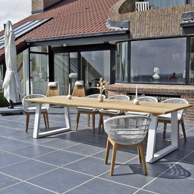 Table de jardin teck massif 300 cm mucen