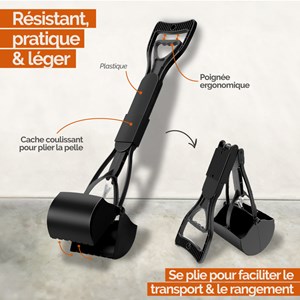 Pince à déjections animaux - 80cm - noir