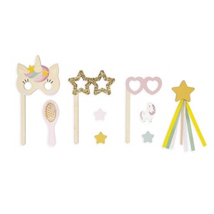 Coiffeuse en bois et accessoires licorne