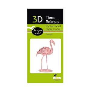 Maquette 3d en papier flamant rose