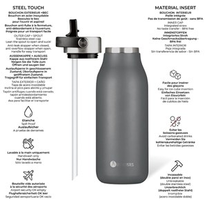 Bouteille isotherme 2.0 grise 1l