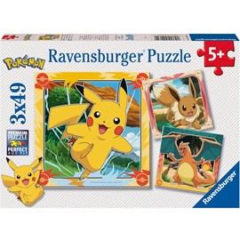 Puzzle pikachu, dracaufeu et evoli 3x49