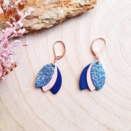 Boucle d'oreille bois chouchous sirène