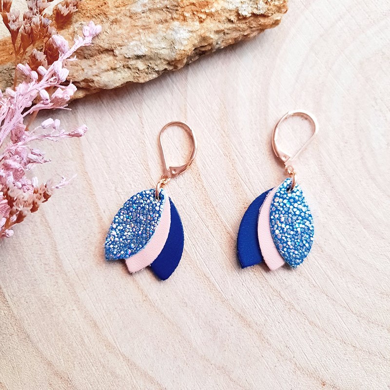 Boucle d'oreille bois chouchous sirène