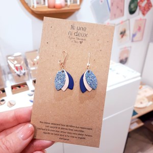 Boucle d'oreille bois chouchous sirène