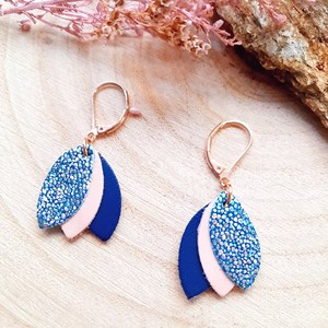 Boucle d'oreille bois chouchous sirène