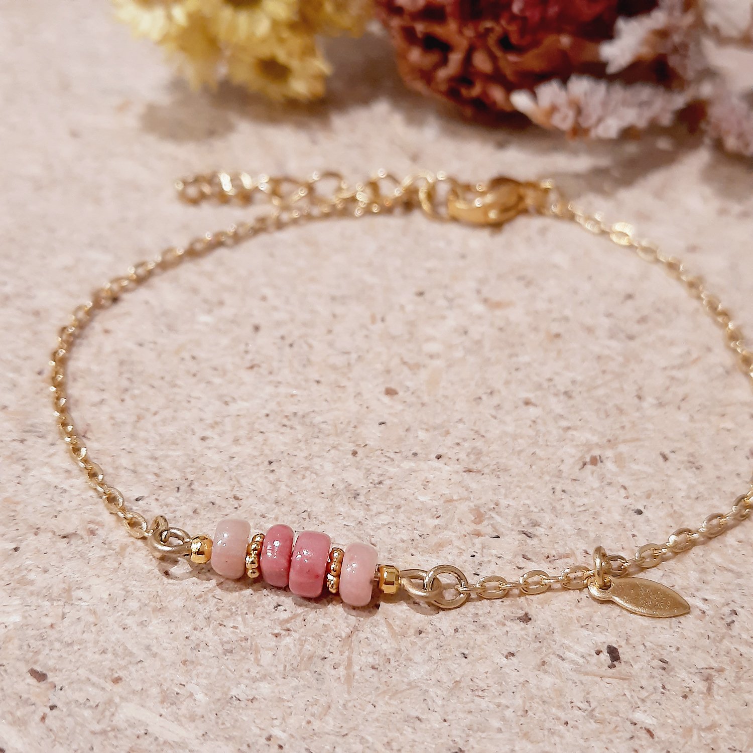 Bracelet En Quartz Rose Naturel - Taille Unique Ajustable - Bijou Bohème Chic - Cadeau Spiritualité - 2