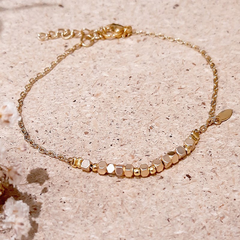 Bracelet golden cube doré