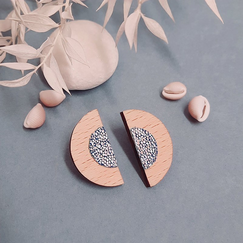 Boucles d'oreilles mini lune sirène