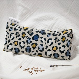 Coussin yeux lin lavande - léopard bleu