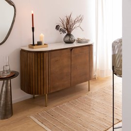 Buffet en bois de manguier et marbre