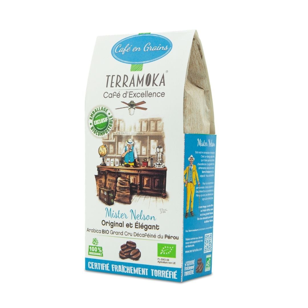 Café en grain décaféiné du Pérou Fairtrade - Bio 250 Gr