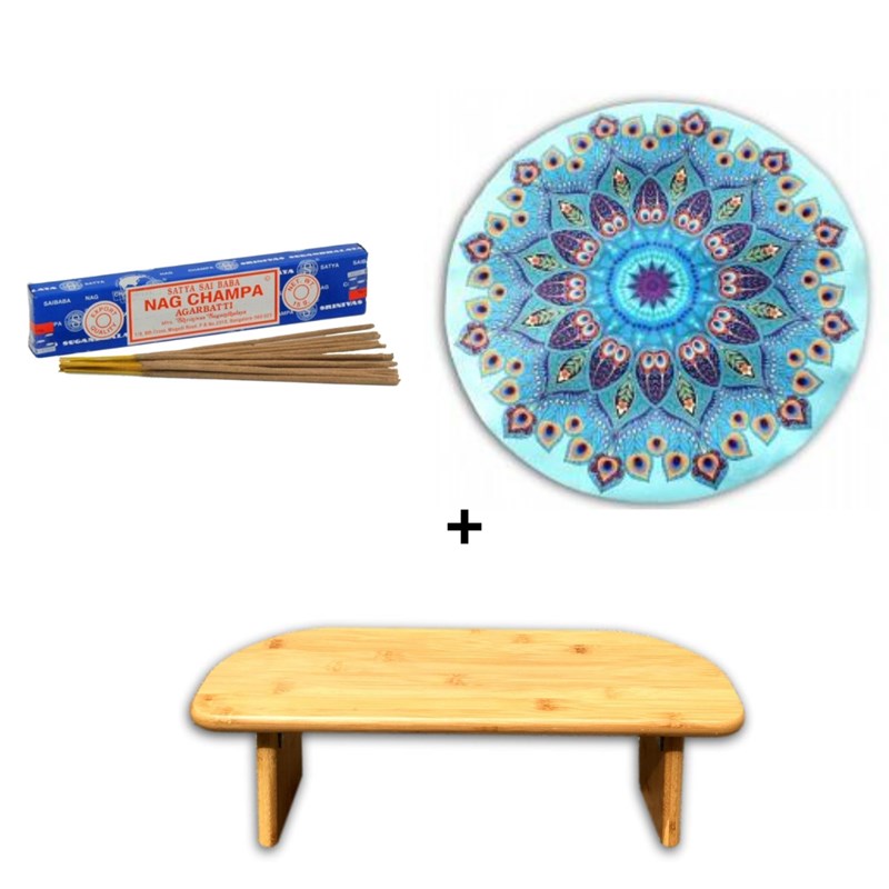 Tortue de jade - Kit Tapis rond + banc + boite d'encens