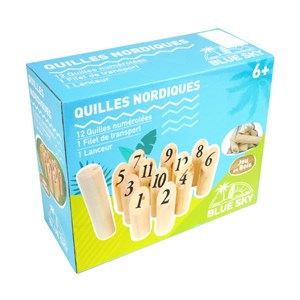 Jeu de 12 quilles nordique avec lanceur