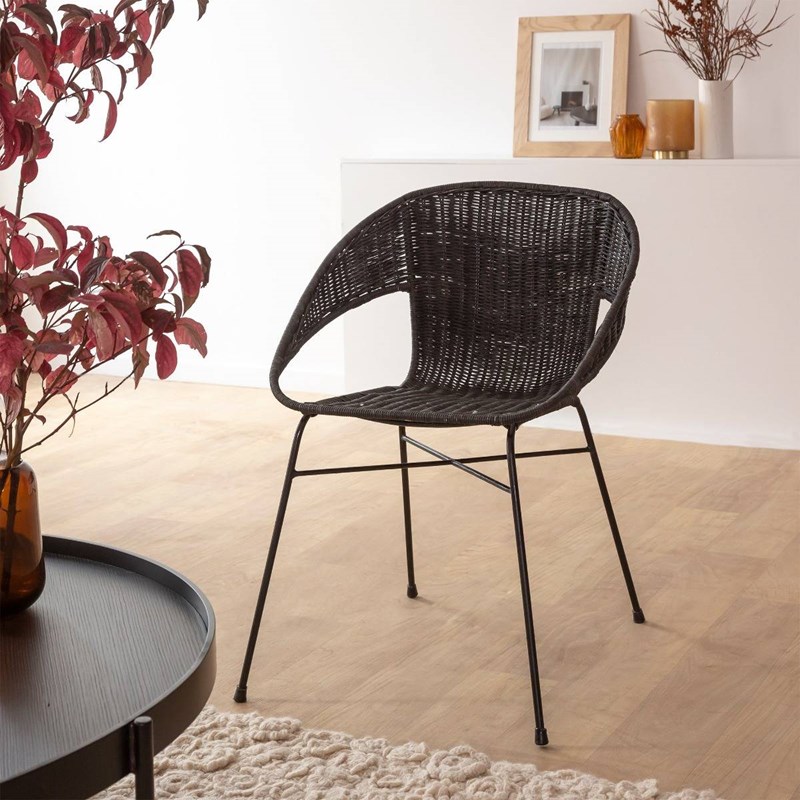 Chaise en rotin et en métal aurélien
