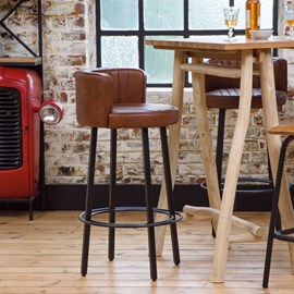 Tabouret de bar en cuir et métal tiago
