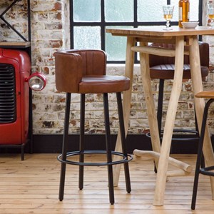 Tabouret de bar en cuir et métal tiago
