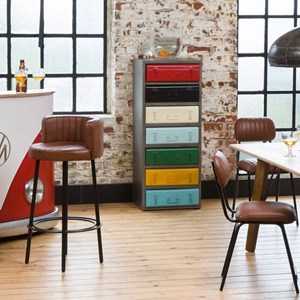 Tabouret de bar en cuir et métal tiago