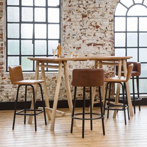 Tabouret de bar en cuir et métal tiago