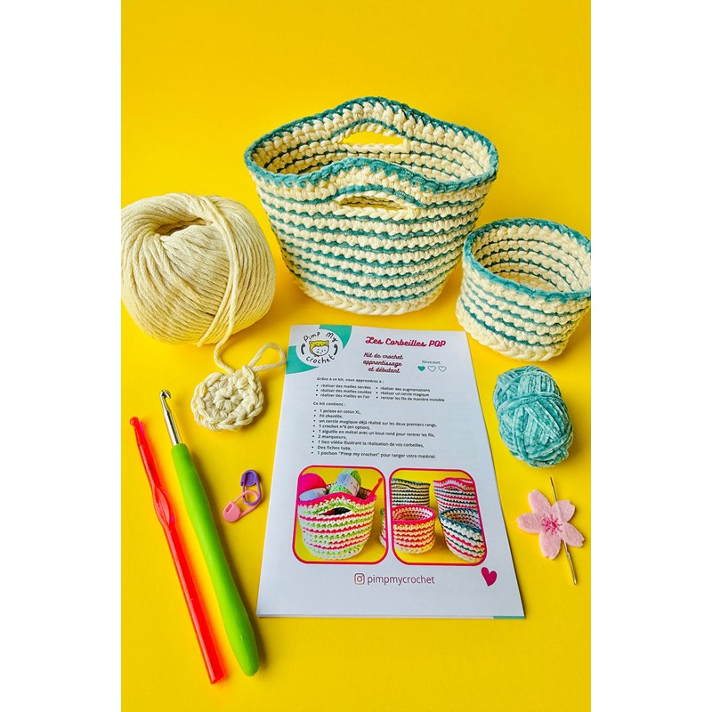 Kit de crochet corbeilles pop
