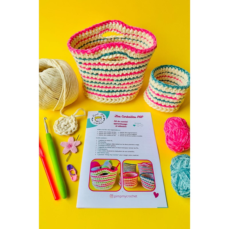 Kit de crochet corbeilles pop