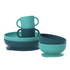 Kit d'accessoires repas pour bébé bleu