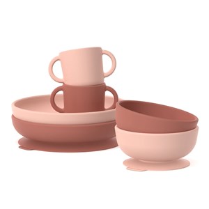 Kit d'accessoires repas pour bébé blush