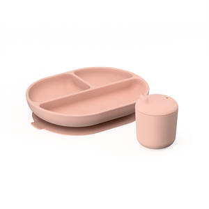 Lot d'assiette divisée & gobelet blush