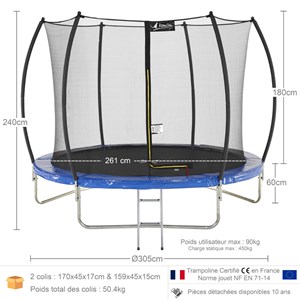 Trampoline jardin fpr bleu ø300 +échelle