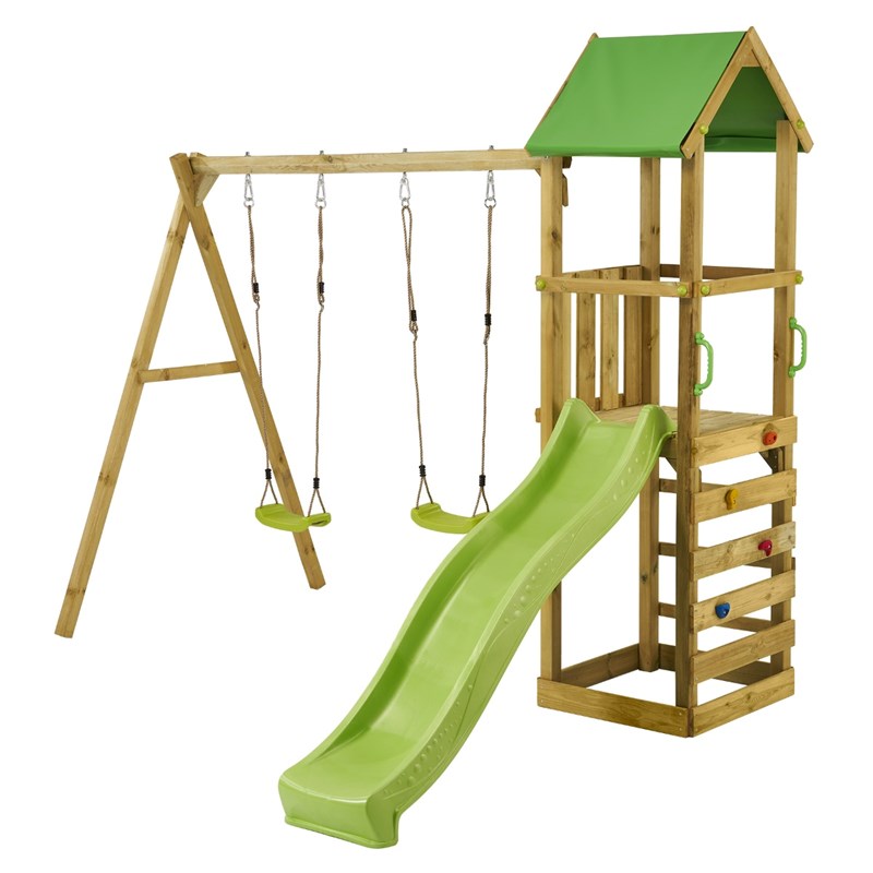Aire de jeux bois avec tobogan walli 120