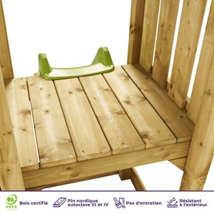 Aire de jeux bois avec tobogan walli 120