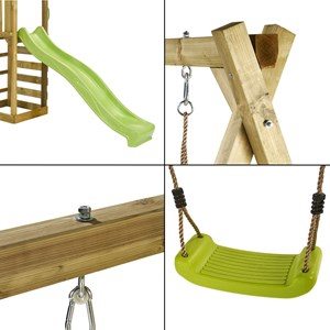 Portique bois enfant avec tobogan walli