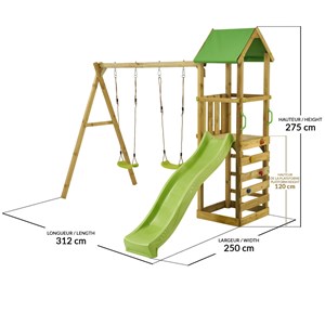 Portique bois enfant avec tobogan walli