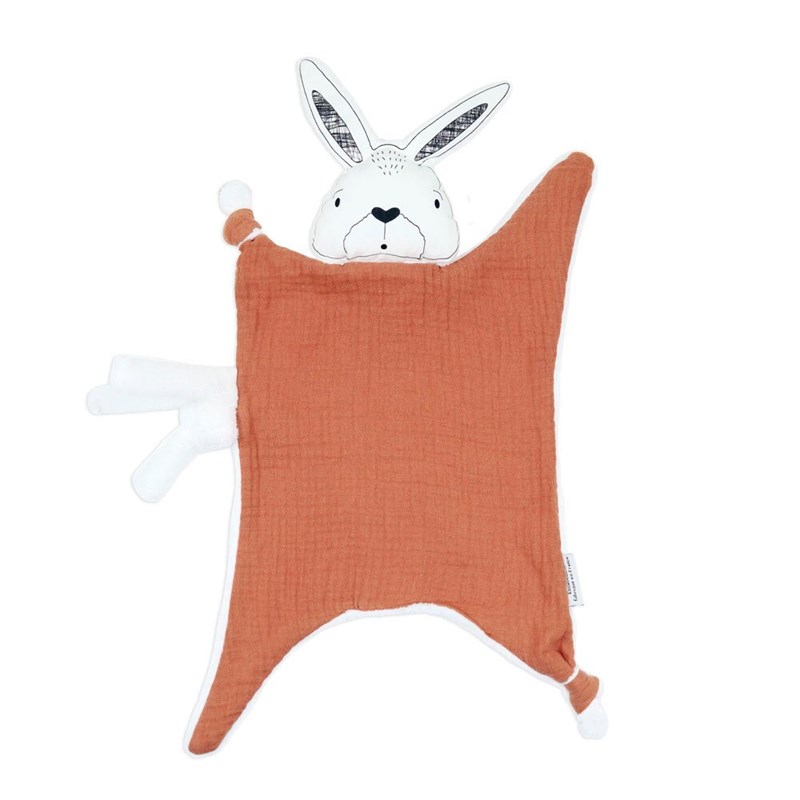Doudou lange lapin brique