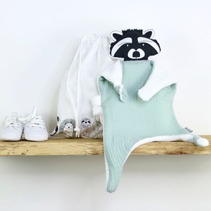 Doudou lange raton laveur sauge