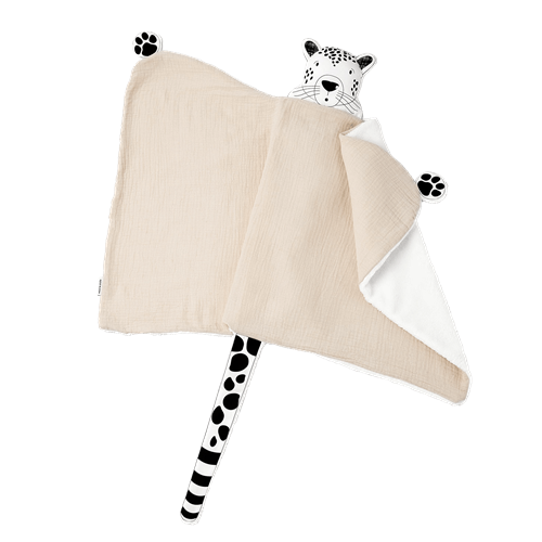 Petit Bloom - Doudou plaid panthère amande