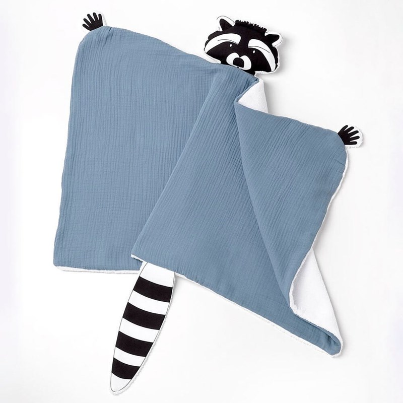 Doudou plaid raton laveur orage