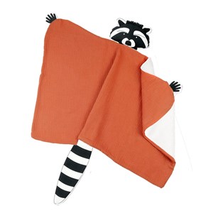 Doudou plaid raton laveur brique
